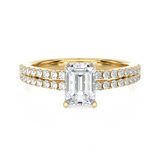 1 1/3 ctw Emerald-Cut Lab Grown Diamond Side Stone Engagement Ring
