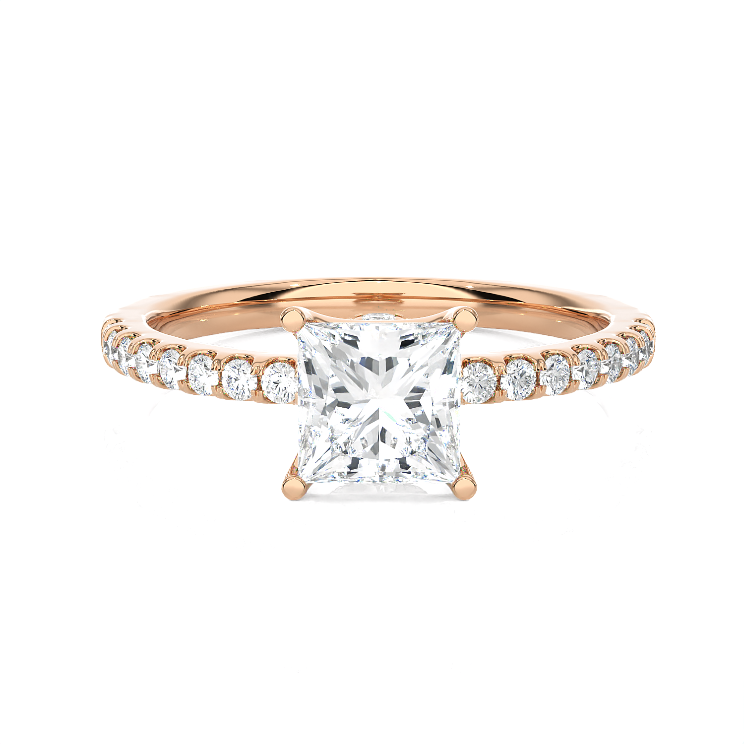 1 3/8 ctw Princess-Cut Lab Grown Diamond Side Stone Engagement Ring
