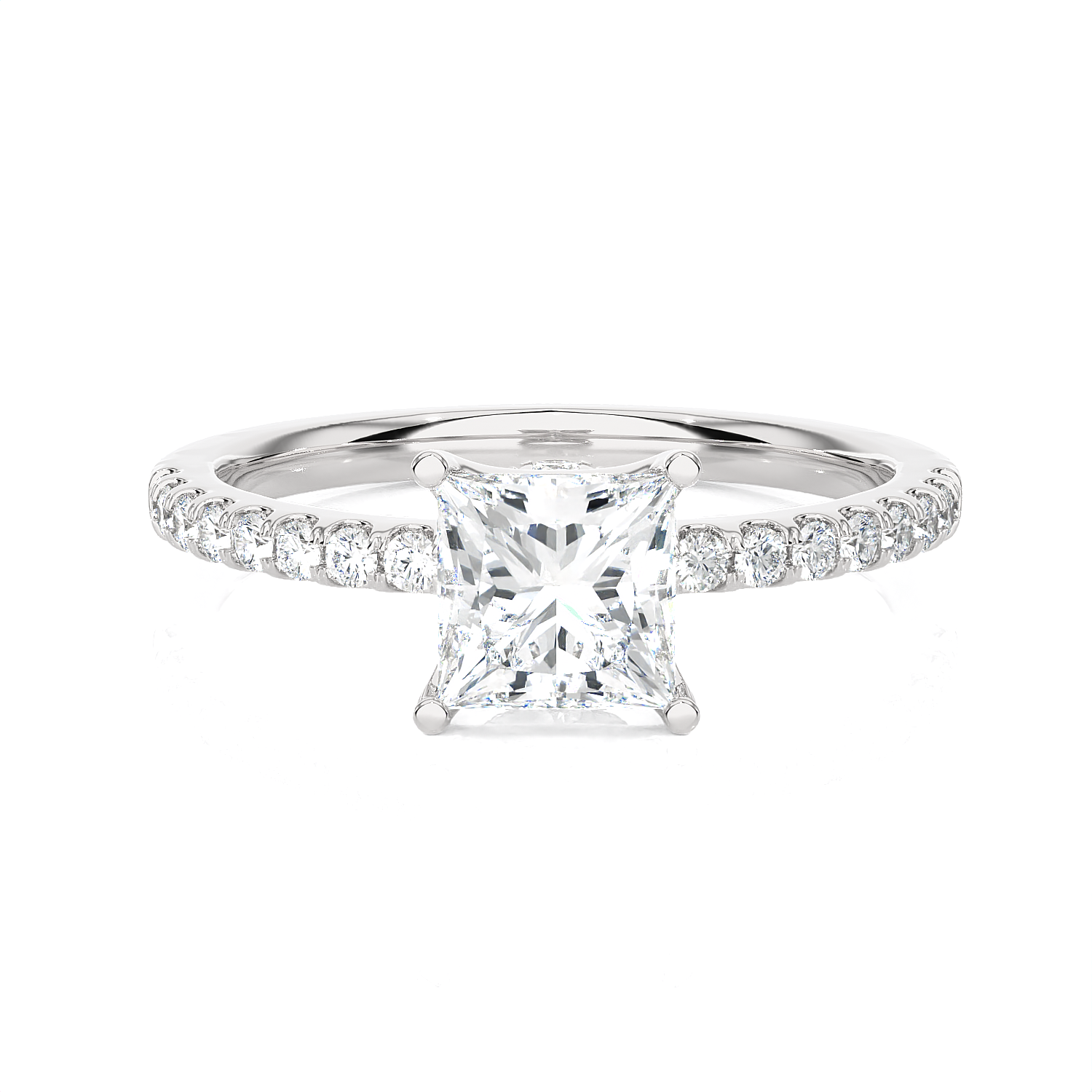 1 3/8 ctw Princess-Cut Lab Grown Diamond Side Stone Engagement Ring