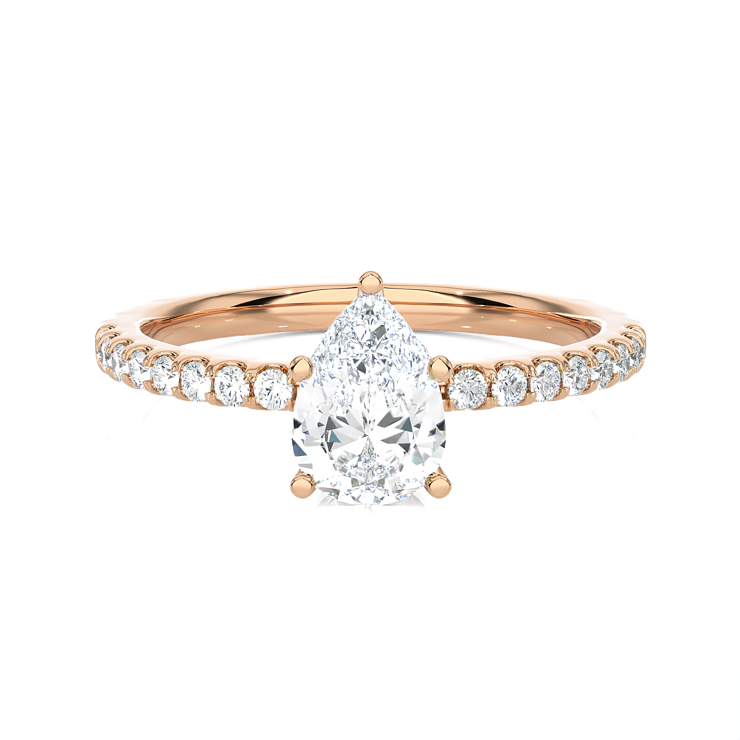 1 1/4 ctw Pear-Shaped Lab Grown Diamond Side Stone Engagement Ring