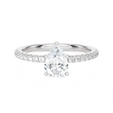 1 1/4 ctw Pear-Shaped Lab Grown Diamond Side Stone Engagement Ring
