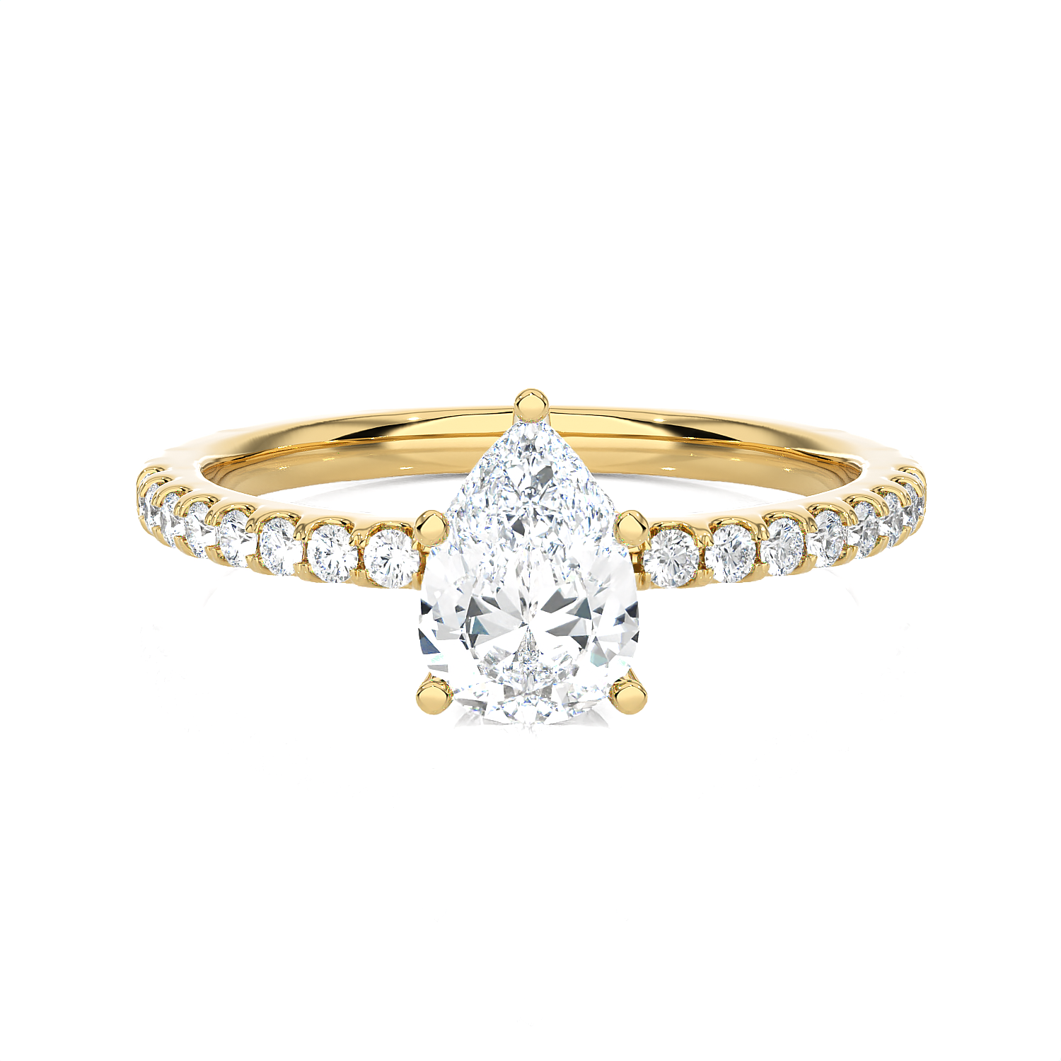 1 1/4 ctw Pear-Shaped Lab Grown Diamond Side Stone Engagement Ring