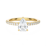 1 1/4 ctw Pear-Shaped Lab Grown Diamond Side Stone Engagement Ring