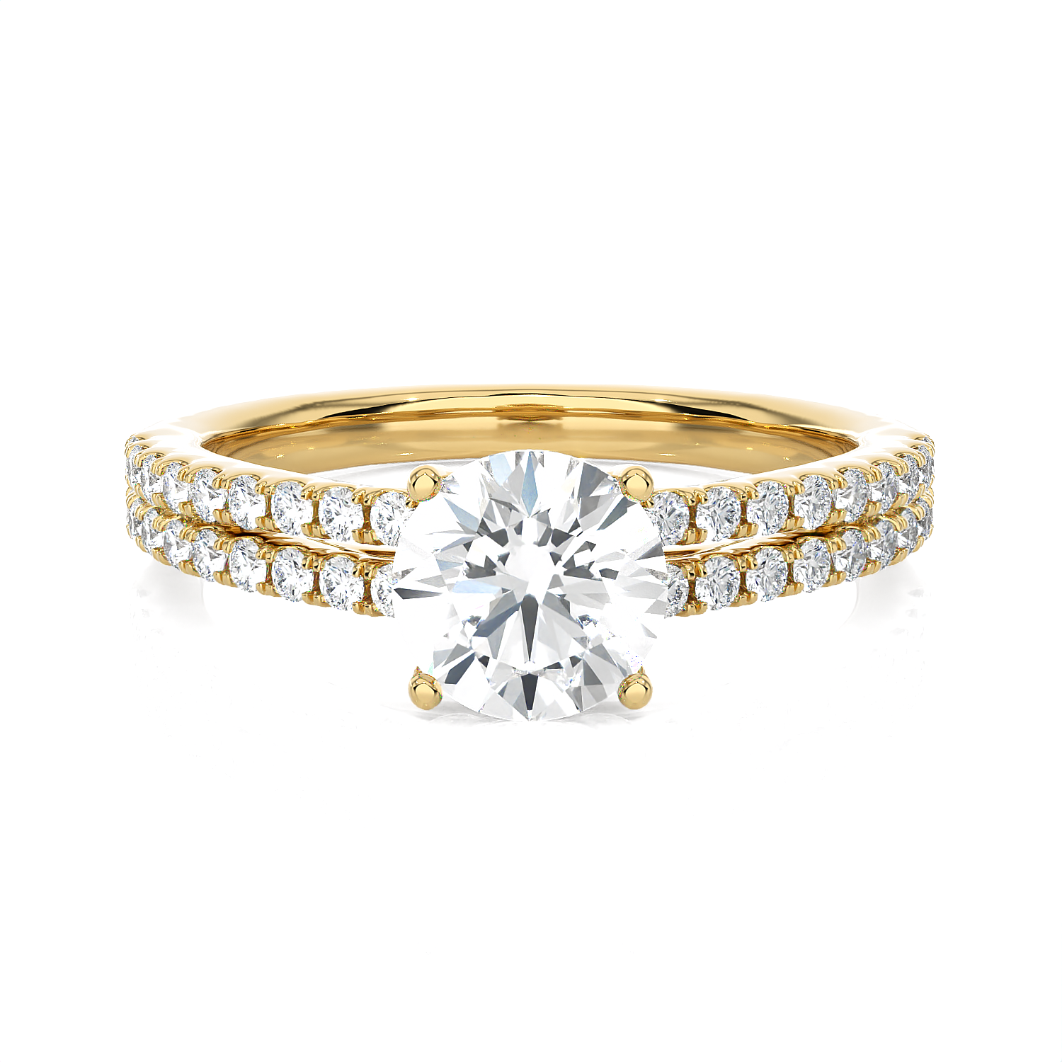 1 1/2 ctw Round Lab Grown Diamond Side Stone Engagement Ring
