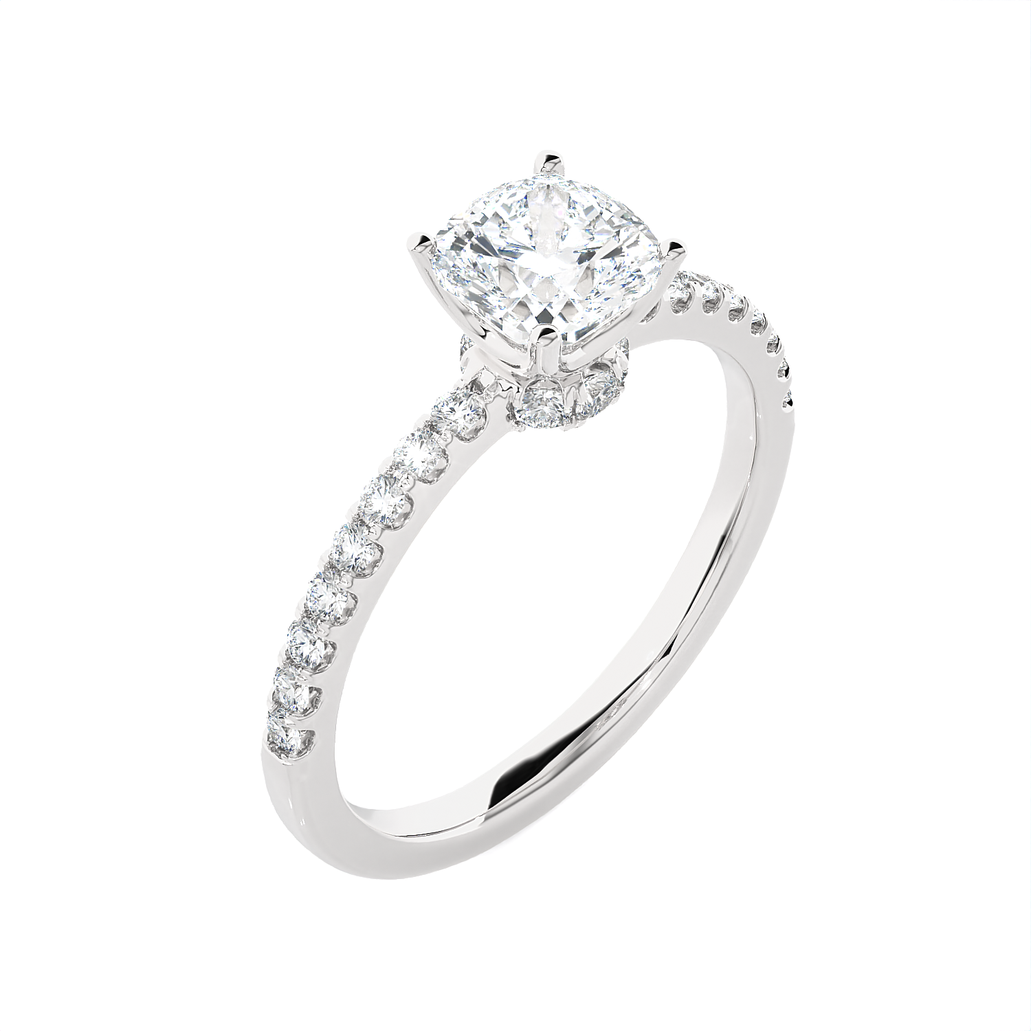 1 1/2 ctw Princess-Cut Lab Grown Diamond Side Stone Engagement Ring