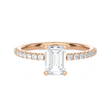 1 1/3 ctw Emerald-Cut Lab Grown Diamond Side Stone Engagement Ring