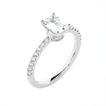 1 1/3 ctw Emerald-Cut Lab Grown Diamond Side Stone Engagement Ring