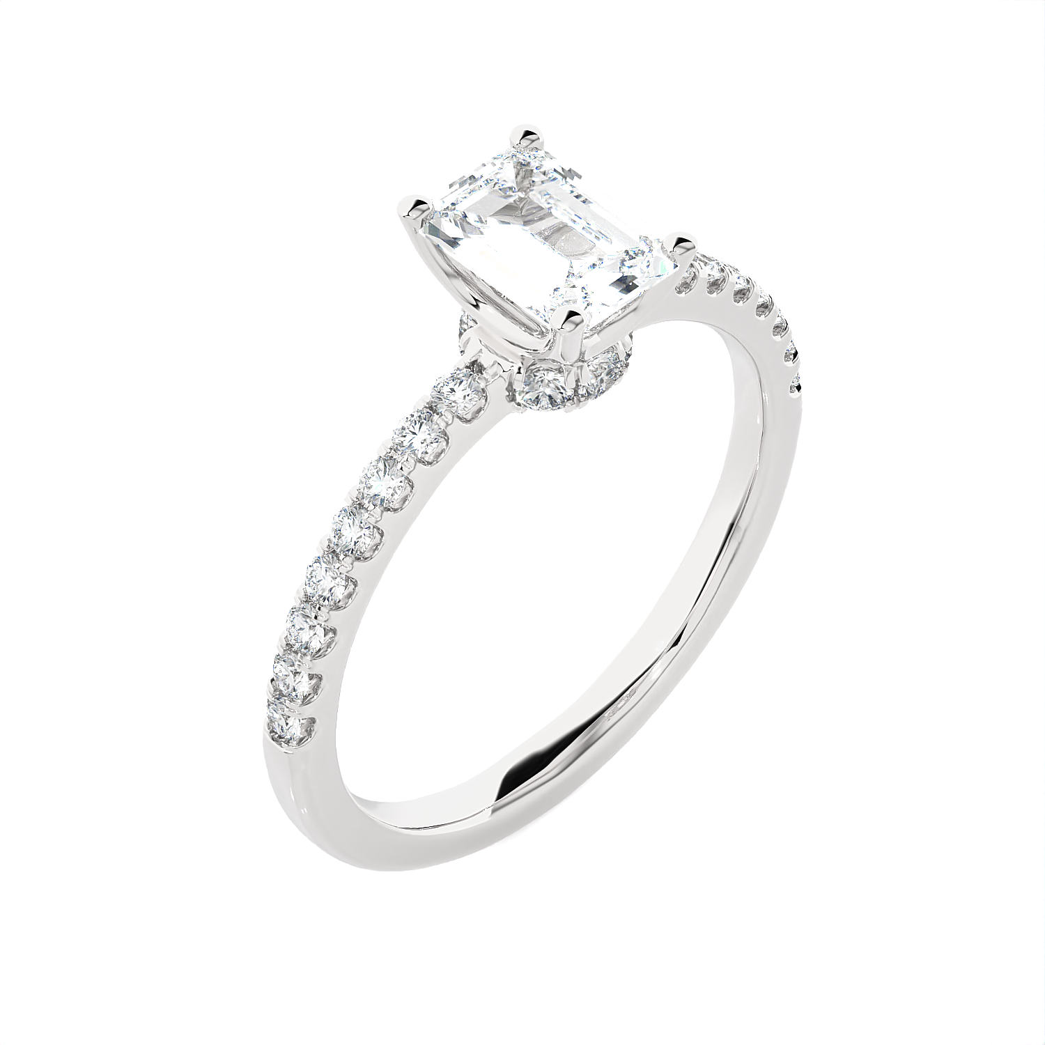 1 1/3 ctw Emerald-Cut Lab Grown Diamond Side Stone Engagement Ring