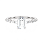 1 1/3 ctw Emerald-Cut Lab Grown Diamond Side Stone Engagement Ring