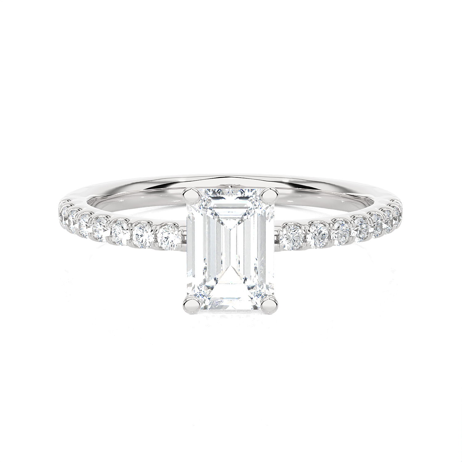 1 1/3 ctw Emerald-Cut Lab Grown Diamond Side Stone Engagement Ring