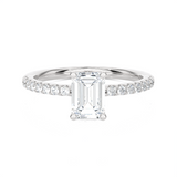 1 1/3 ctw Emerald-Cut Lab Grown Diamond Side Stone Engagement Ring