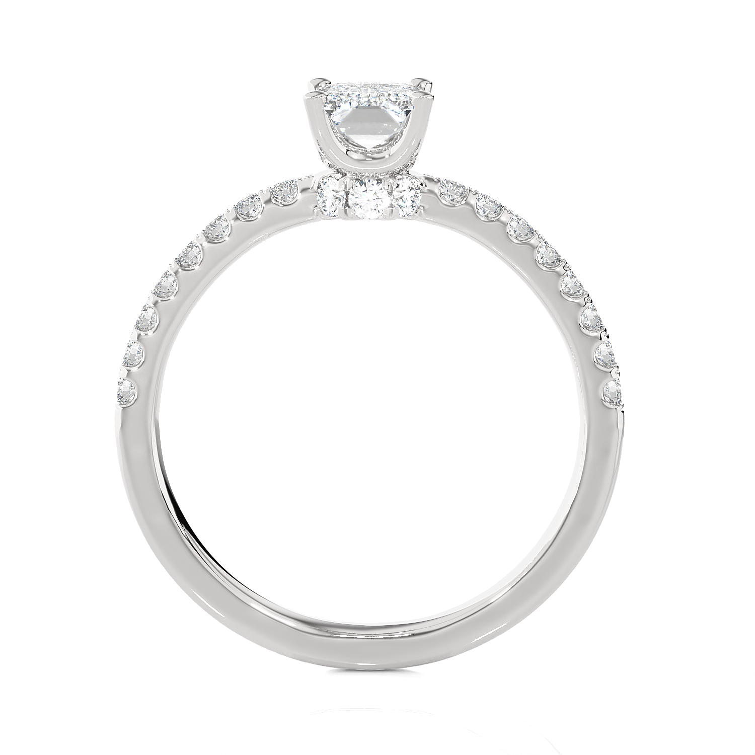 1 1/3 ctw Emerald-Cut Lab Grown Diamond Side Stone Engagement Ring