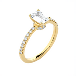 1 1/3 ctw Emerald-Cut Lab Grown Diamond Side Stone Engagement Ring