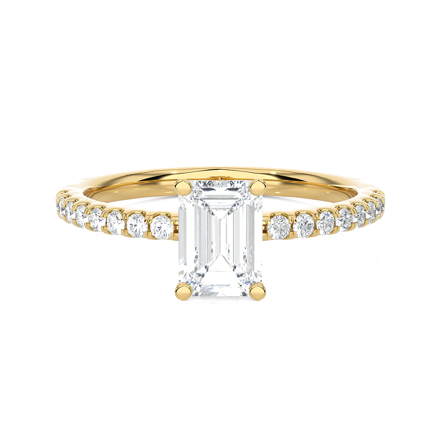 1 1/3 ctw Emerald-Cut Lab Grown Diamond Side Stone Engagement Ring