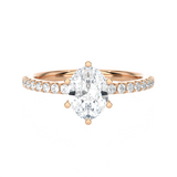 1 1/3 ctw Pear-Shaped Lab Grown Diamond Side Stone Engagement Ring