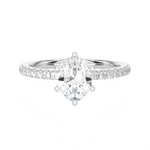 1 1/3 ctw Pear-Shaped Lab Grown Diamond Side Stone Engagement Ring