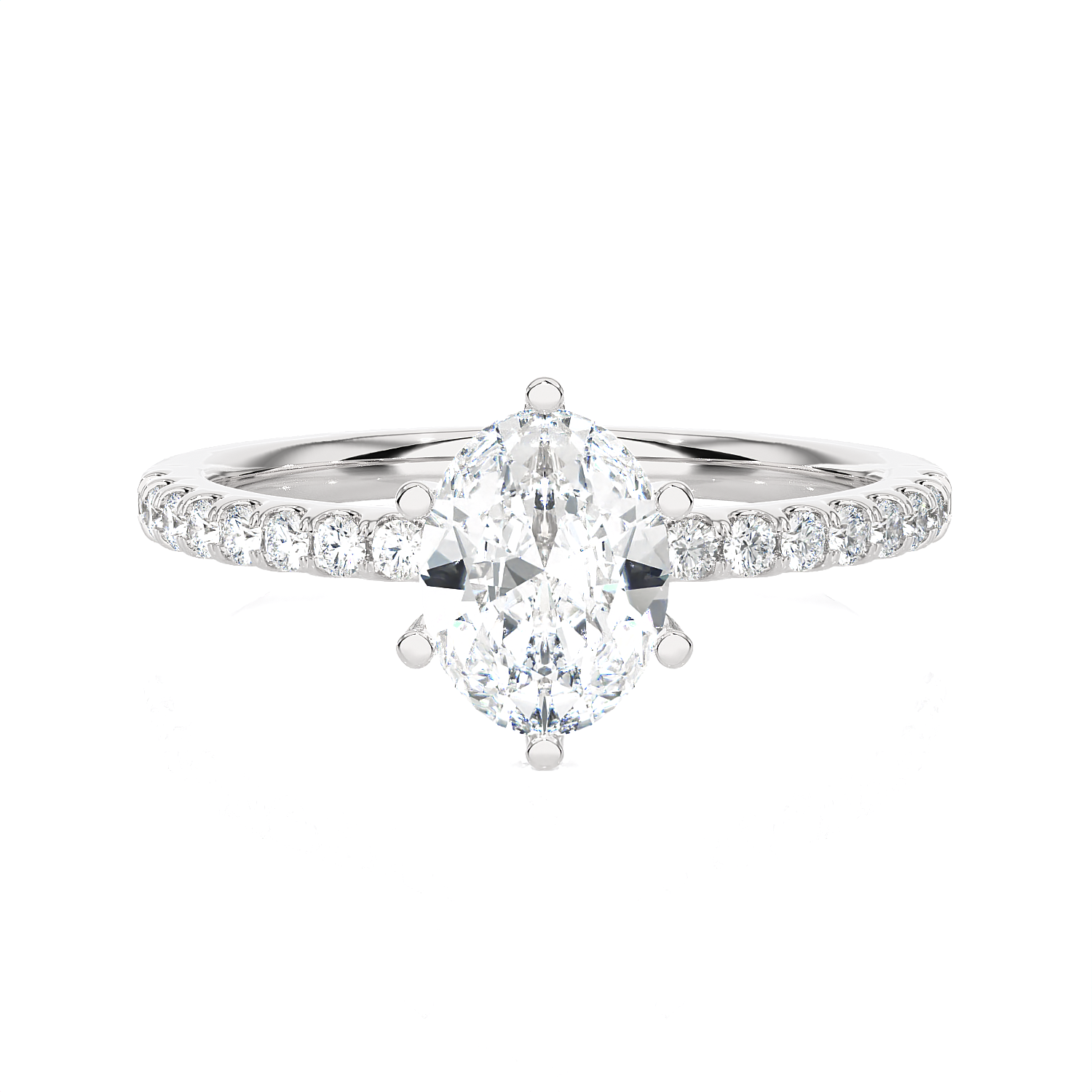 1 1/3 ctw Pear-Shaped Lab Grown Diamond Side Stone Engagement Ring