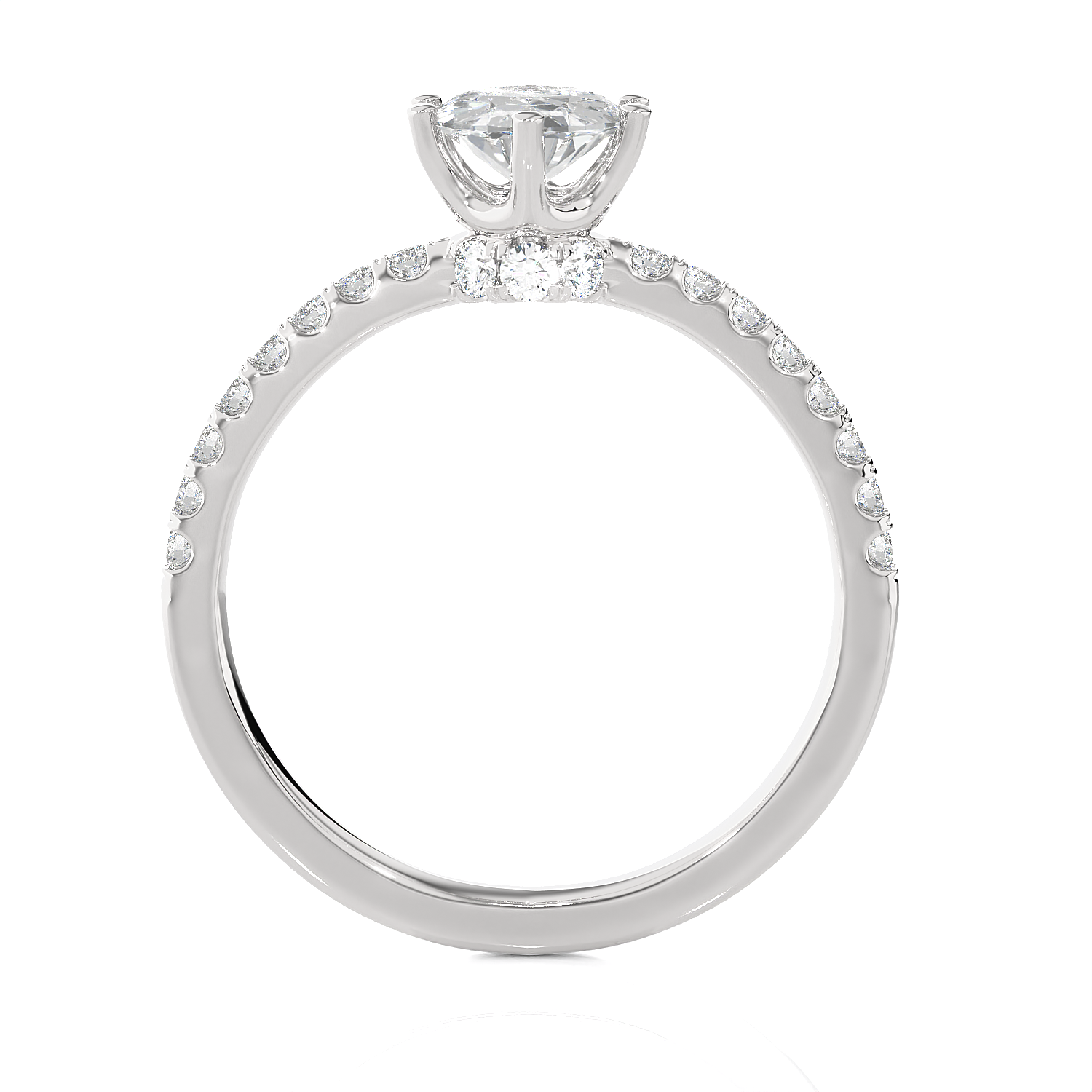 1 1/3 ctw Pear-Shaped Lab Grown Diamond Side Stone Engagement Ring