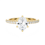 1 1/3 ctw Pear-Shaped Lab Grown Diamond Side Stone Engagement Ring