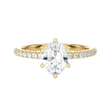 1 1/3 ctw Pear-Shaped Lab Grown Diamond Side Stone Engagement Ring