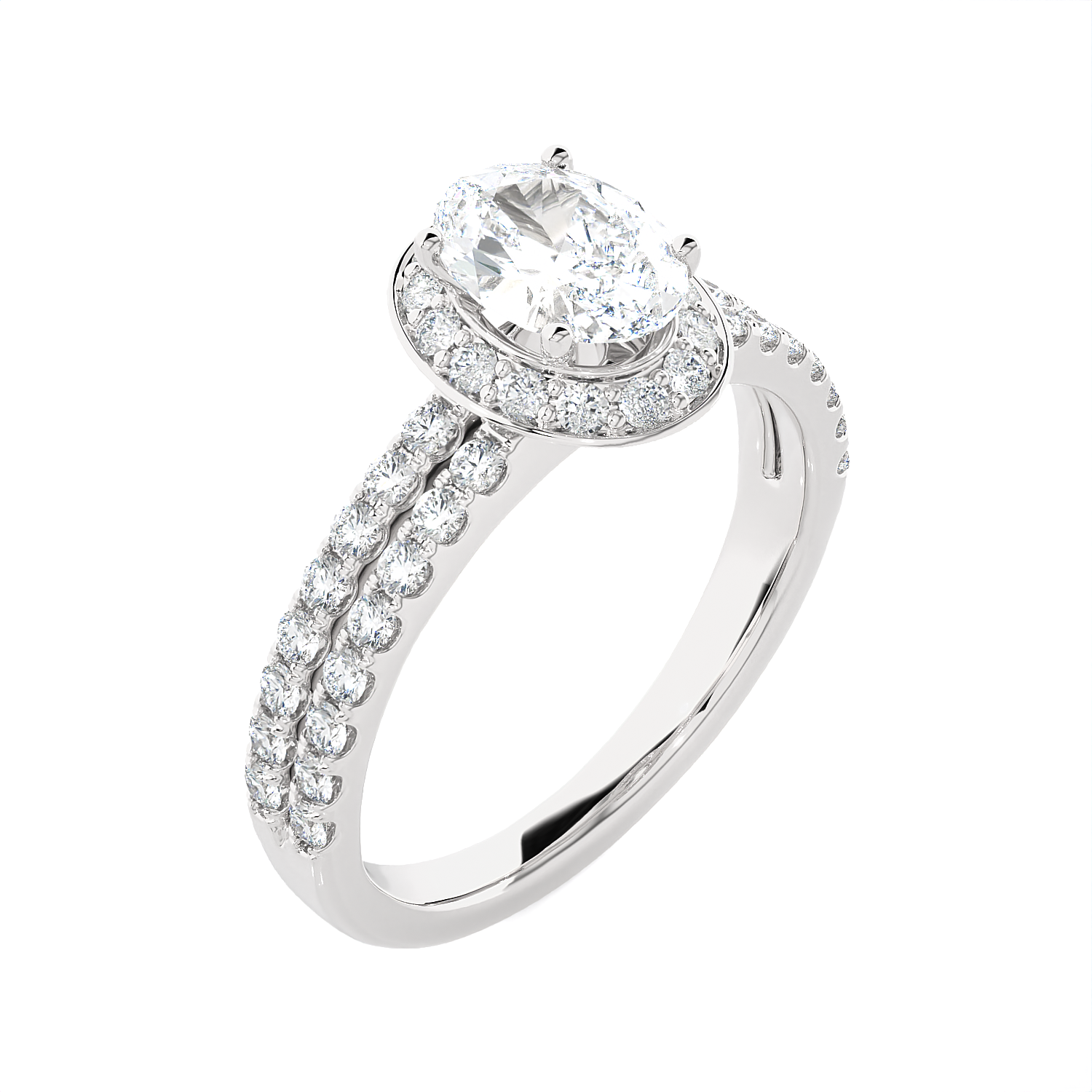 1 3/4 ctw Oval Lab Grown Diamond Halo Engagement Ring