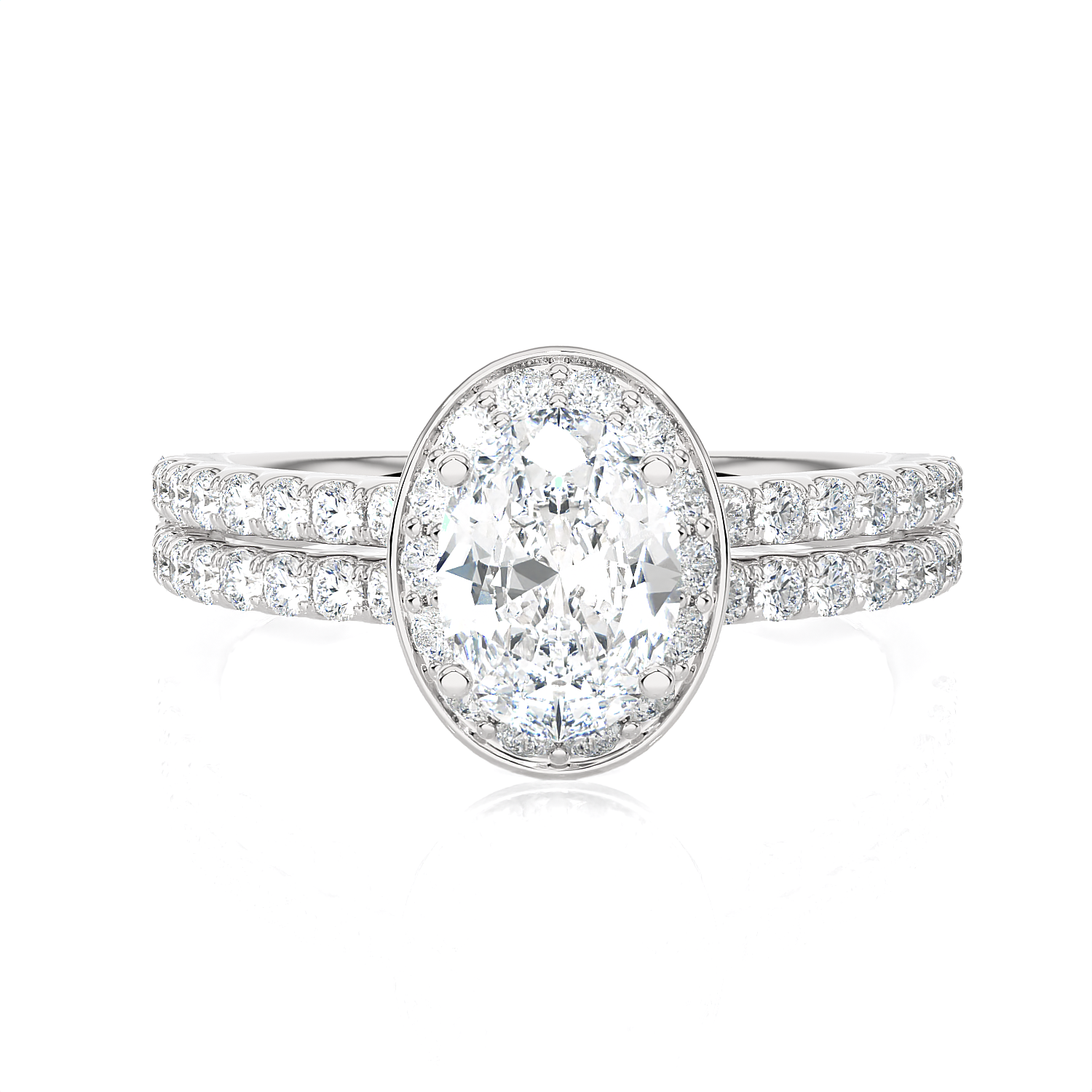 1 3/4 ctw Oval Lab Grown Diamond Halo Engagement Ring