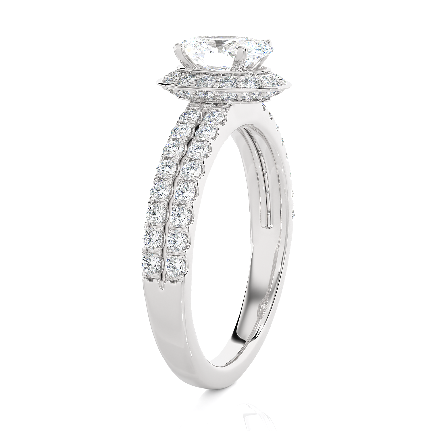 1 3/4 ctw Oval Lab Grown Diamond Halo Engagement Ring