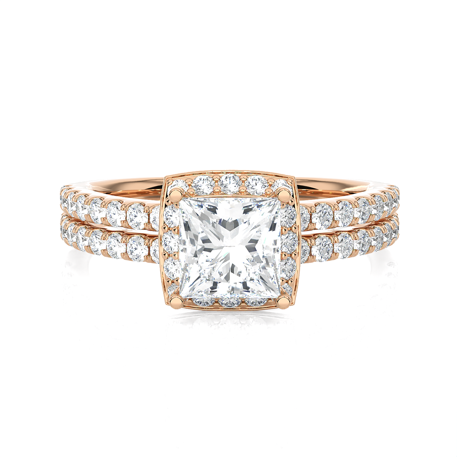 1 3/4 ctw Princess-Cut Lab Grown Diamond Halo Engagement Ring