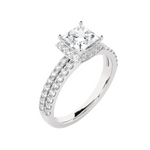 1 3/4 ctw Princess-Cut Lab Grown Diamond Halo Engagement Ring
