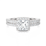 1 3/4 ctw Princess-Cut Lab Grown Diamond Halo Engagement Ring