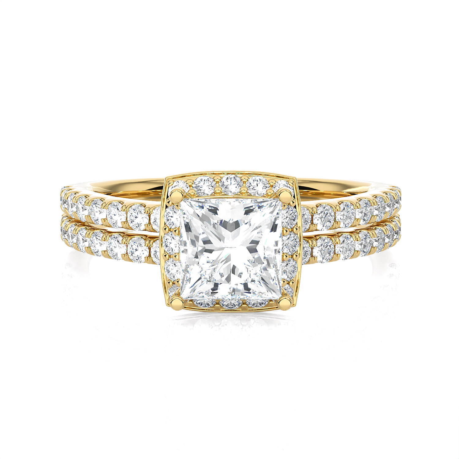 1 3/4 ctw Princess-Cut Lab Grown Diamond Halo Engagement Ring