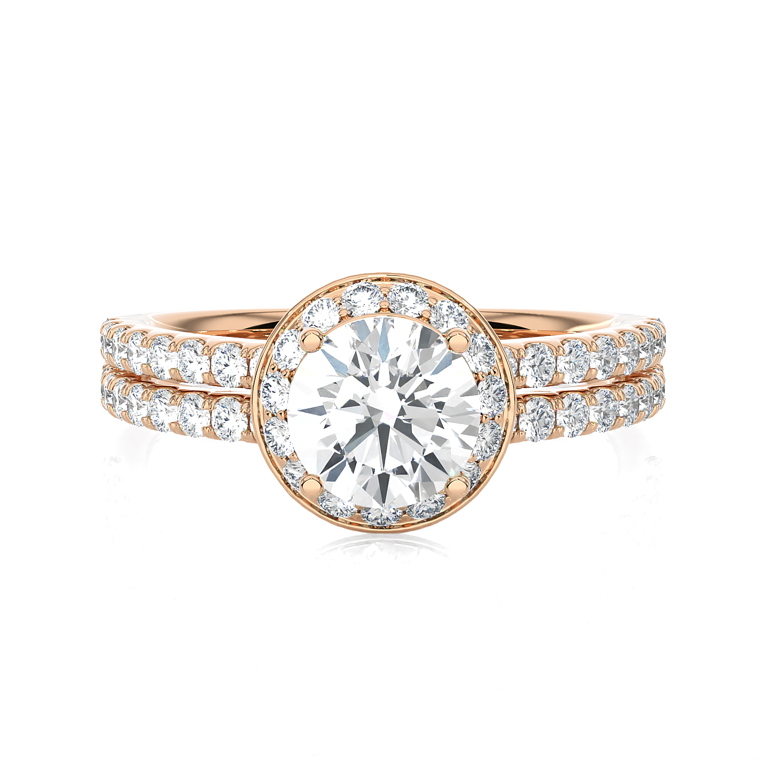 1 3/4 ctw Round Lab Grown Diamond Halo Engagement Ring