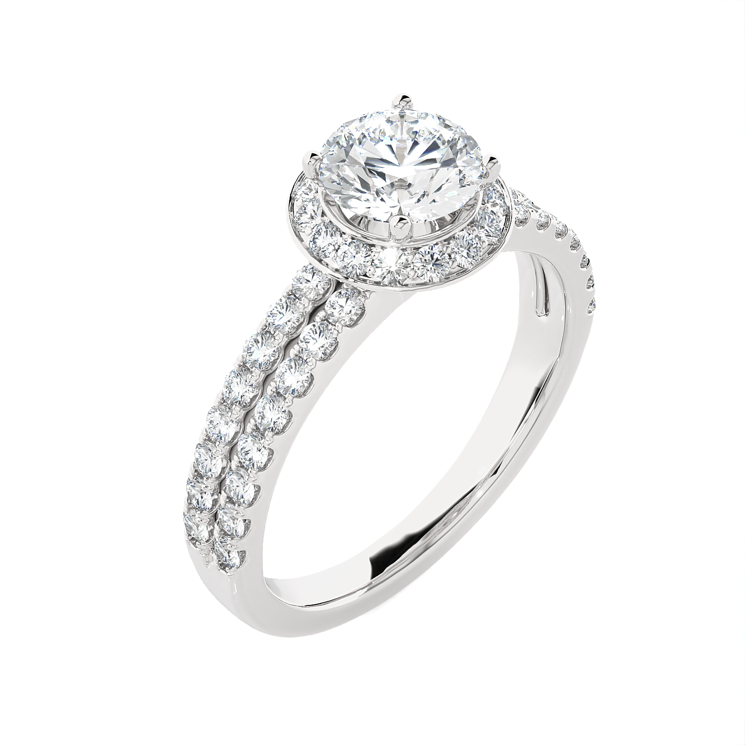 1 3/4 ctw Round Lab Grown Diamond Halo Engagement Ring