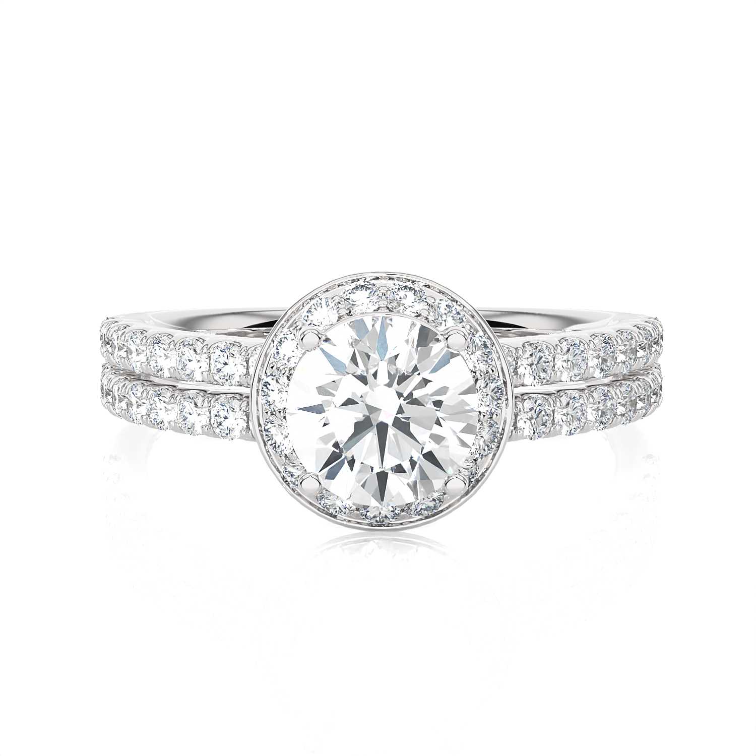 1 3/4 ctw Round Lab Grown Diamond Halo Engagement Ring