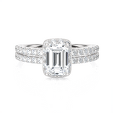 1 3/4 ctw Emerald-Cut Lab Grown Diamond Halo Engagement Ring