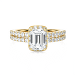 1 3/4 ctw Emerald-Cut Lab Grown Diamond Halo Engagement Ring