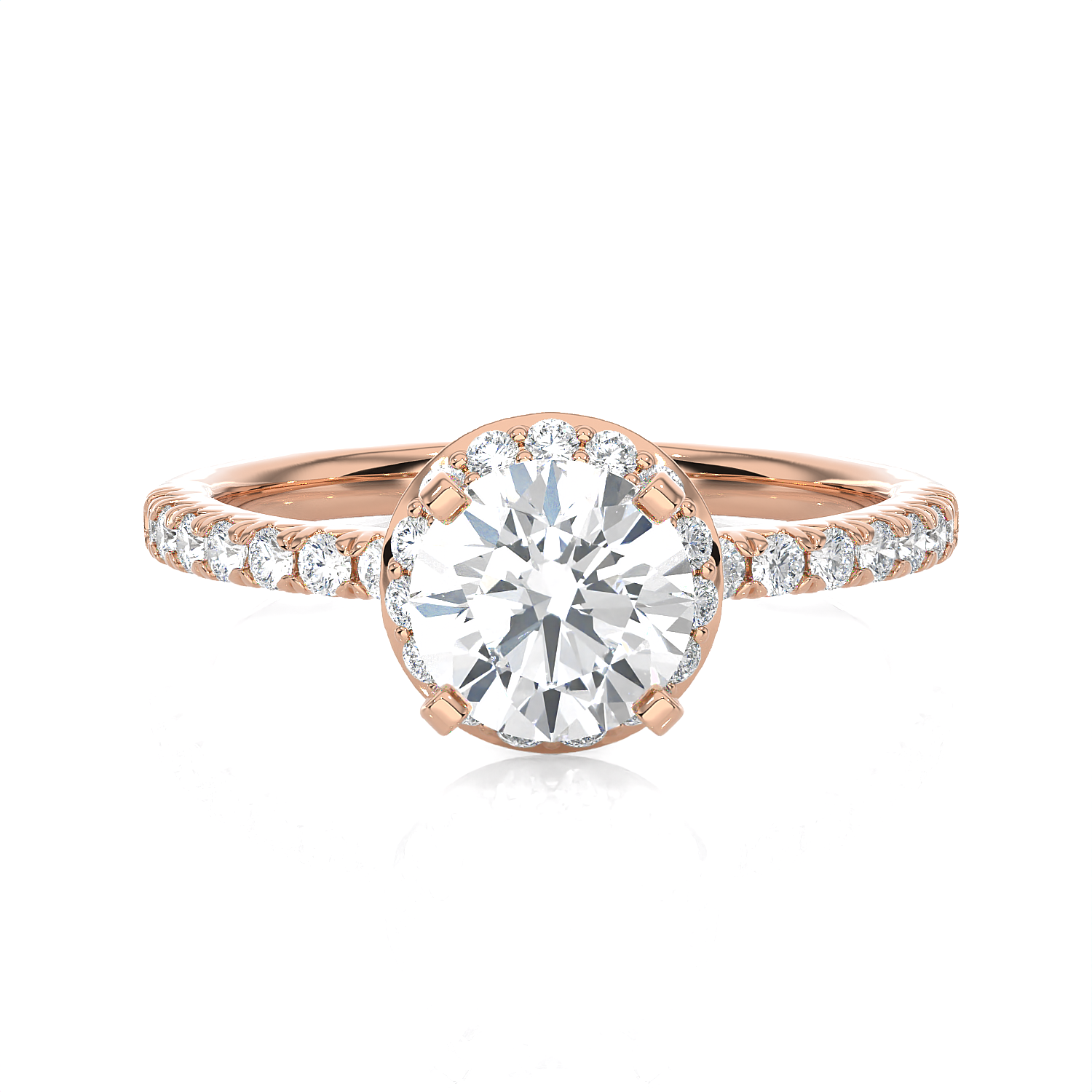 1 1/2 ctw Round Lab Grown Diamond Side Stone Engagement Ring