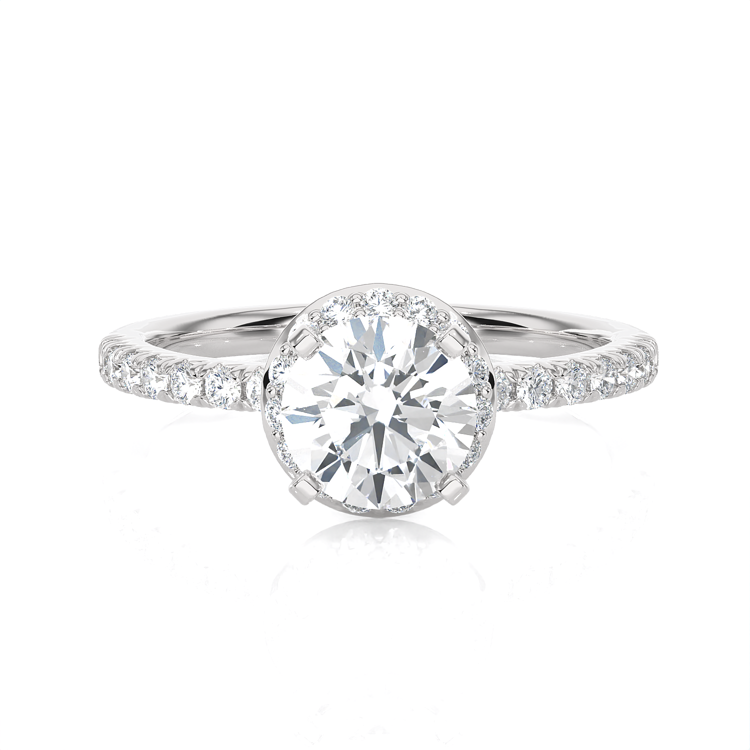 1 1/2 ctw Round Lab Grown Diamond Side Stone Engagement Ring