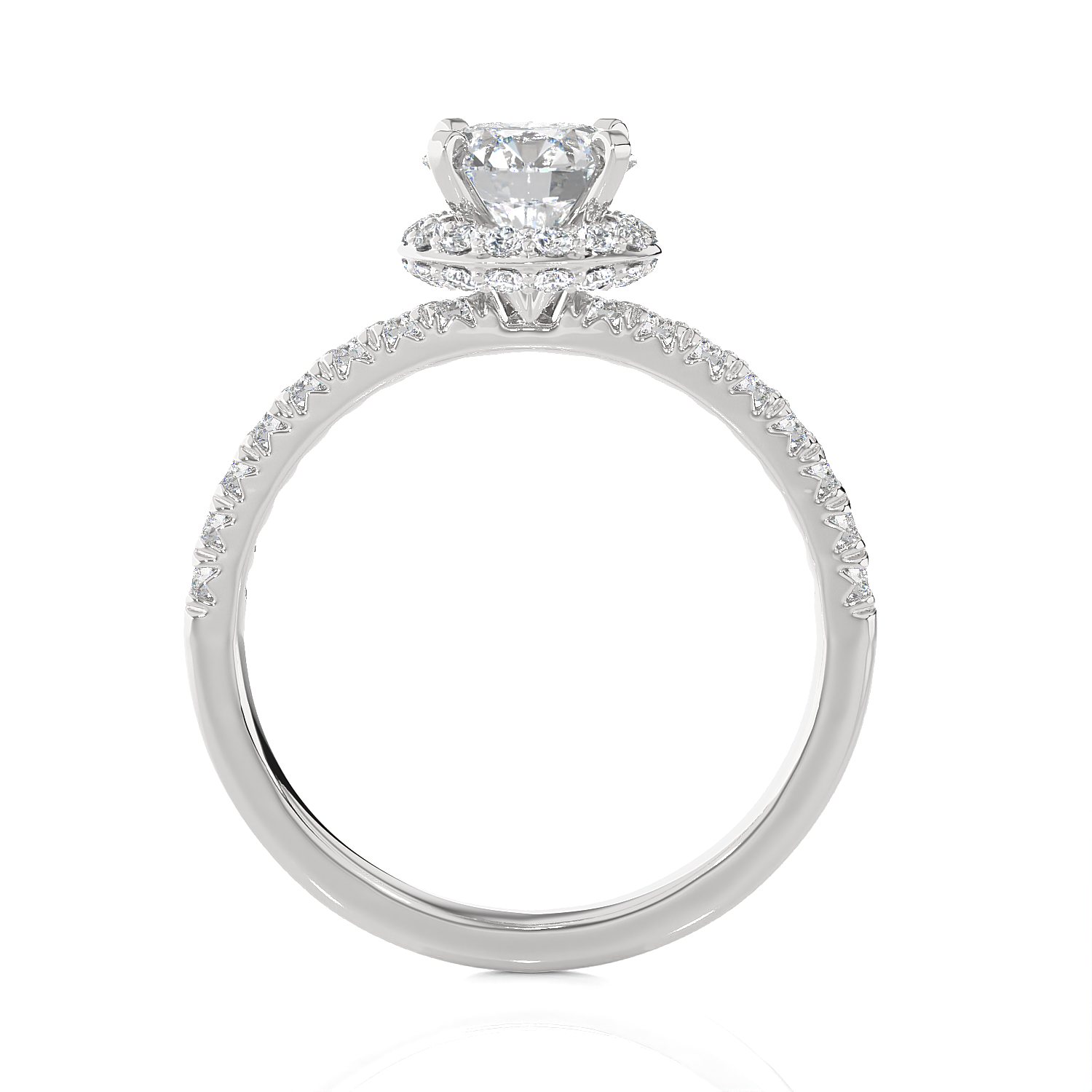 1 1/2 ctw Round Lab Grown Diamond Side Stone Engagement Ring