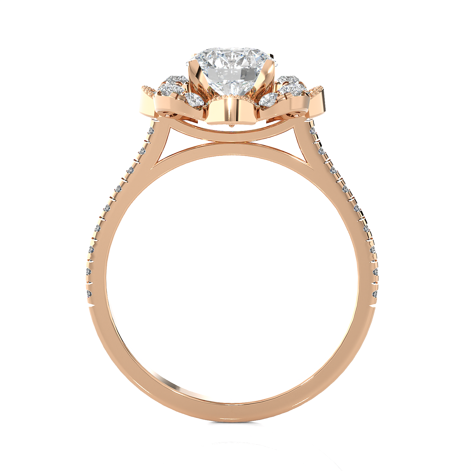 1 1/2 ctw Round Lab Grown Diamond Halo Engagement Ring