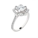 1 1/2 ctw Round Lab Grown Diamond Halo Engagement Ring