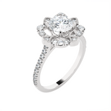 1 1/2 ctw Round Lab Grown Diamond Halo Engagement Ring