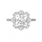 1 1/2 ctw Round Lab Grown Diamond Halo Engagement Ring