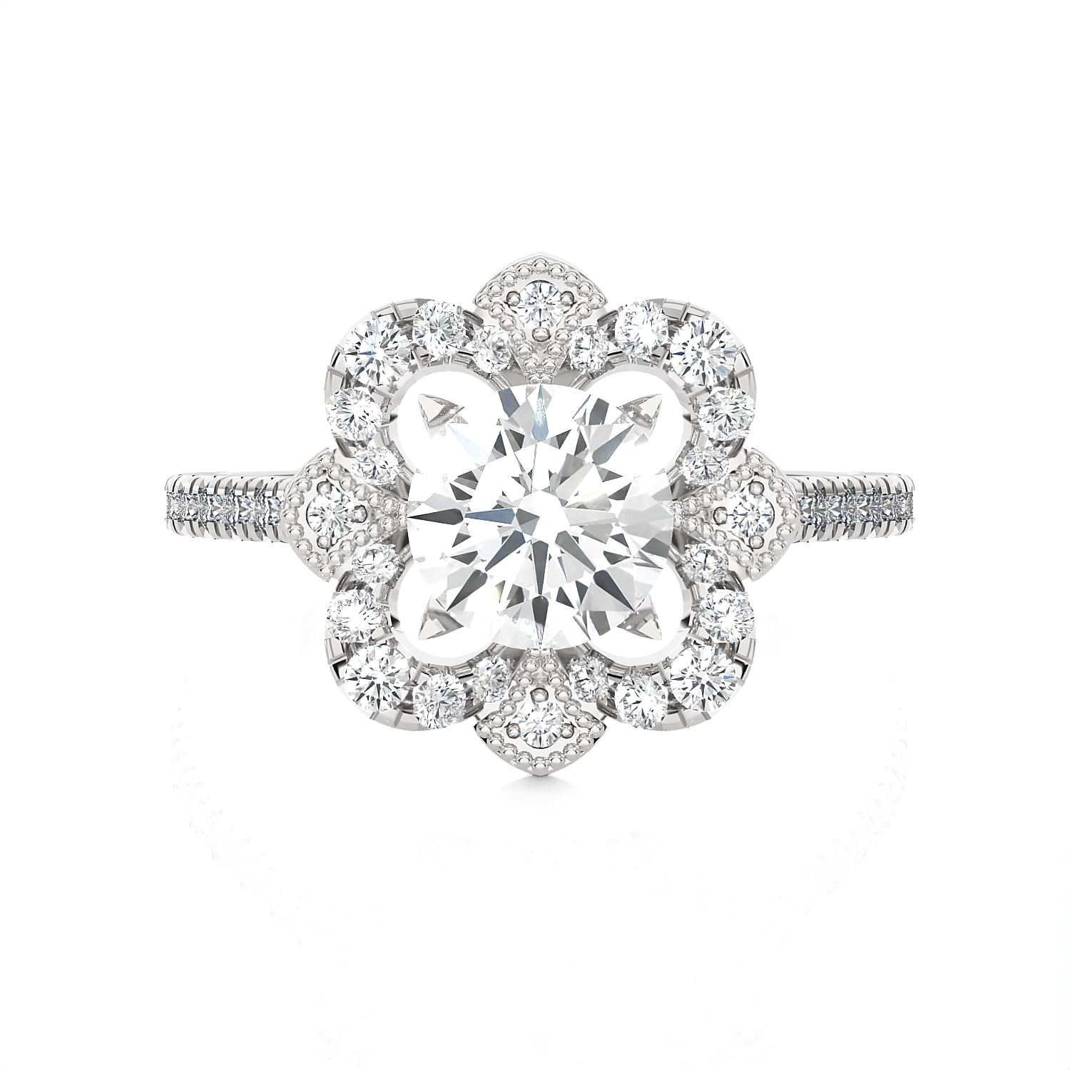 1 1/2 ctw Round Lab Grown Diamond Halo Engagement Ring