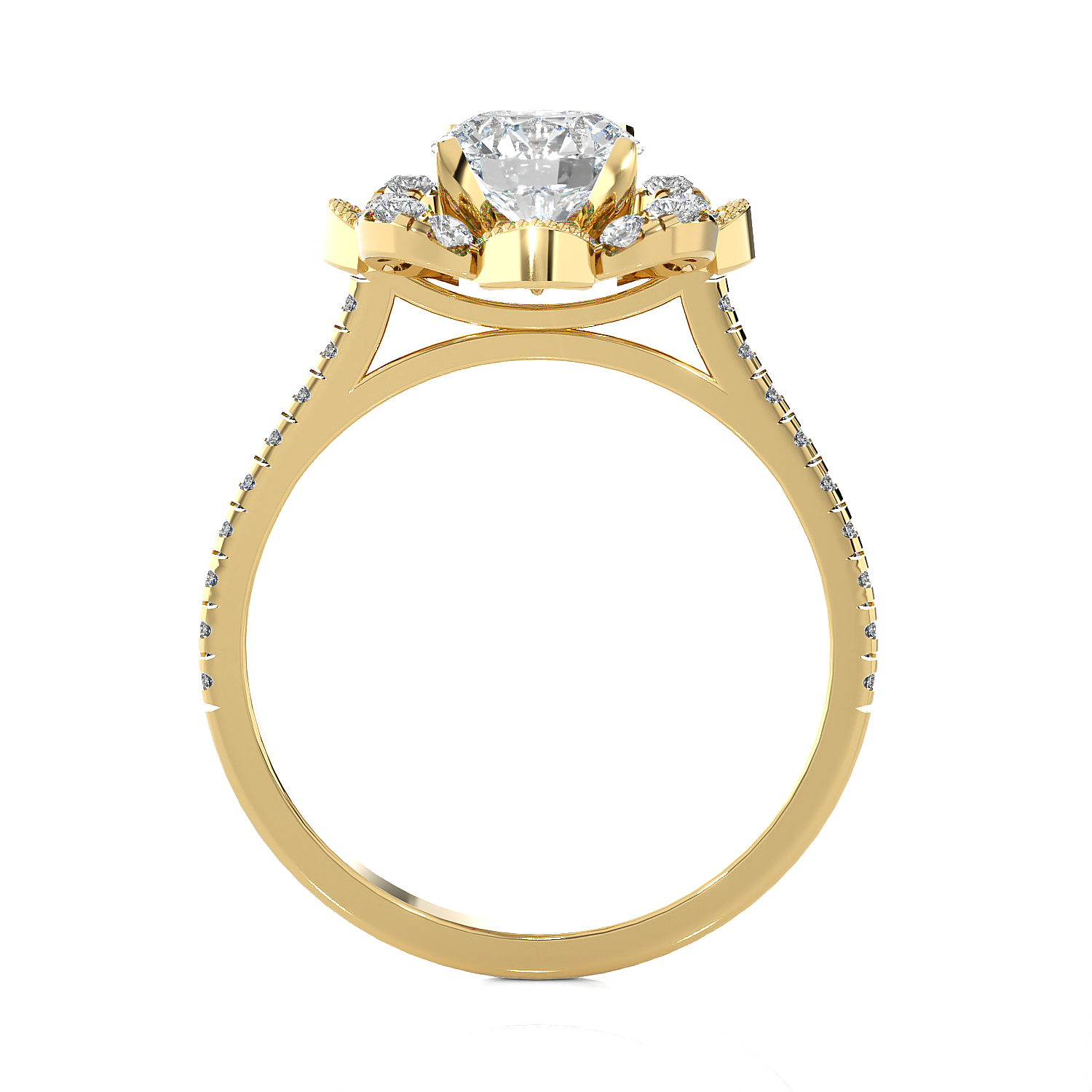 1 1/2 ctw Round Lab Grown Diamond Halo Engagement Ring