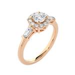 7/8 ctw Round Lab Grown Diamond Halo Engagement Ring