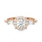 7/8 ctw Round Lab Grown Diamond Halo Engagement Ring