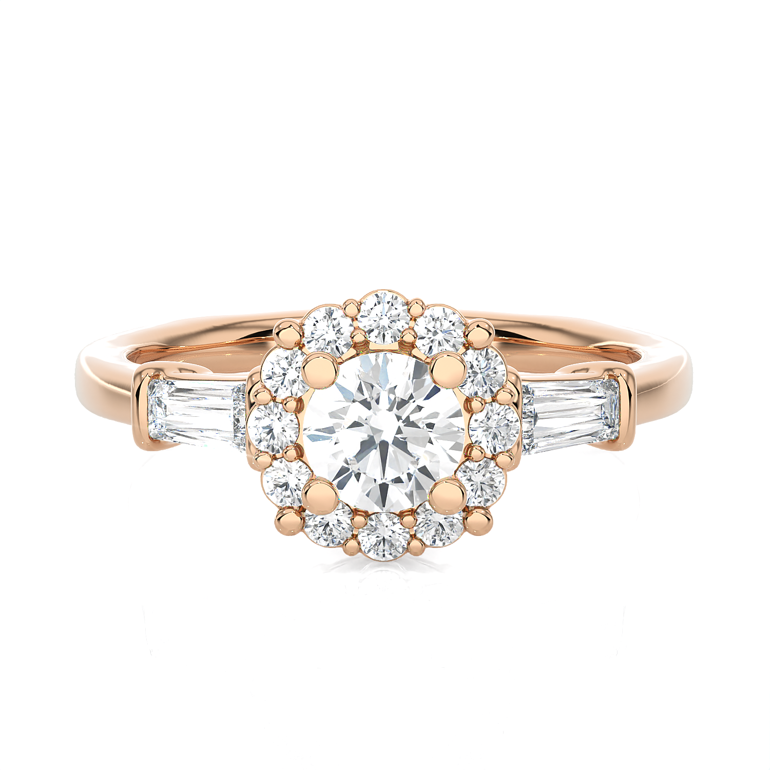 7/8 ctw Round Lab Grown Diamond Halo Engagement Ring