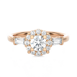 7/8 ctw Round Lab Grown Diamond Halo Engagement Ring