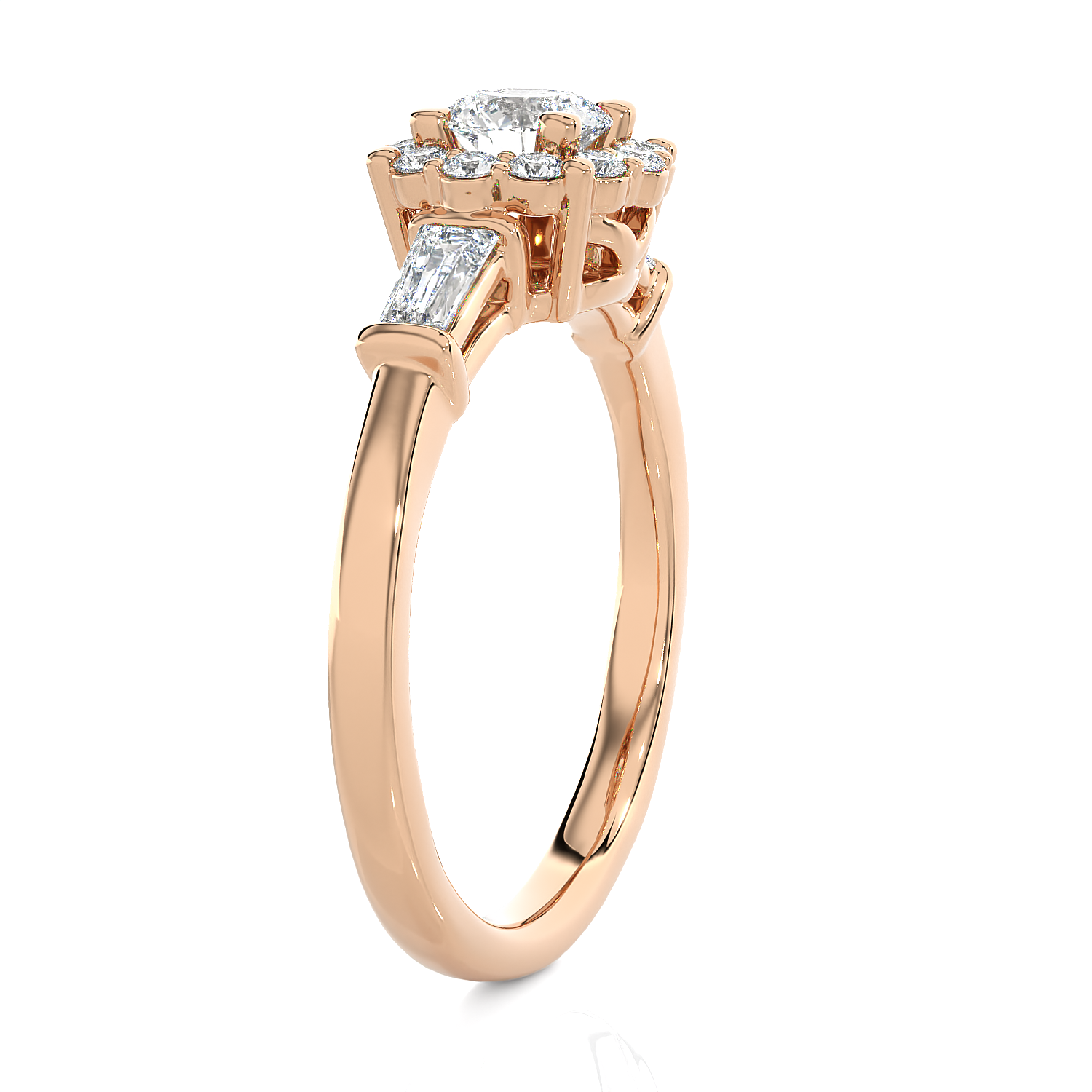 7/8 ctw Round Lab Grown Diamond Halo Engagement Ring